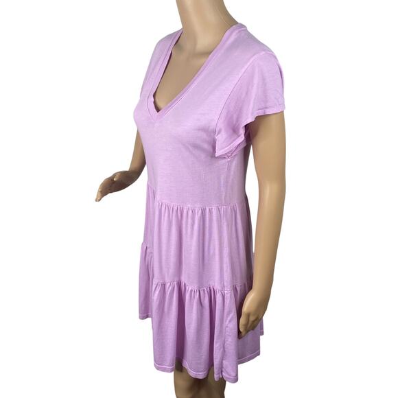 MONROW Pastel Purple Babydoll Tiered Flutter Sleeve Dress SZ XS - Picture 7 of 12